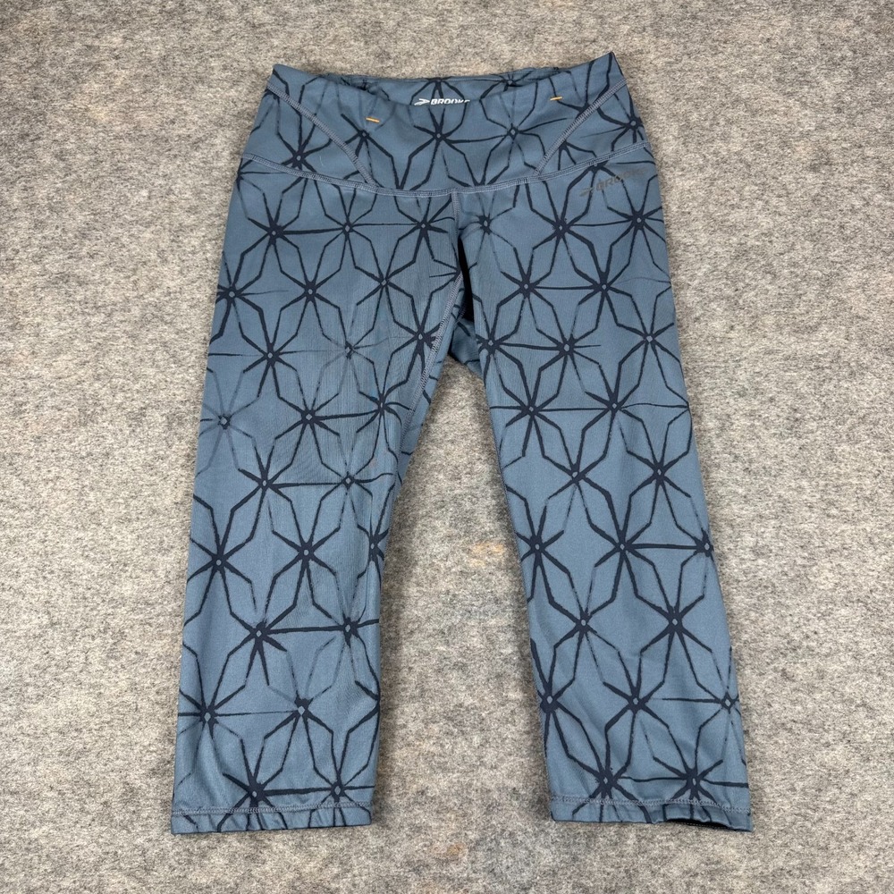 Brooks Geometric Capri Leggings 19" Blue Womens Small S